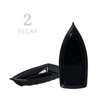 Kit 02 Barca Barco Para Açaí Sushi Sashimi Bandeja 22 Preto