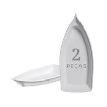 Kit 02 Barca Barco Para Açaí Sushi Sashimi Bandeja 32 Branco