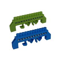 Kit 02 barramento din terra e neutro 12p c/proteçao