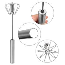 Kit 02 Batedor Fue De Claras Ovos Giratório Bolos Cremes De Aço Inox Universal 35cm