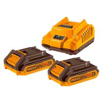 Kit 02 Baterias Íon-Lítio e Carregador 2.0Ah 20V P20S Ingco FBCPK1222-9 Kit 02 Baterias Íon-Lítio e Carregador 2.0Ah 20V P20S Ingco FBCPK1222-9