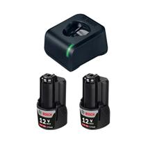 Kit 02 Baterias Li-Íon 12V 2.0 Ah e Carregador Bivolt GAL 12V-20 Bosch Kit 02 Baterias Li-Íon 12V 2.0 Ah e Carregador Bivolt GAL 12V-20 Bosch
