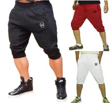 Kit 02 bermudas de moleton wooks masculina skinny fitness