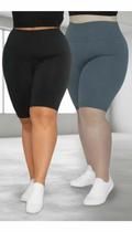 Kit 02 Bermudas Legging Plus Size Alta Compressão
