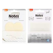 Kit 02 Bloco Adesivo Smart NotesTransparente Coração e Quadrado BRW Anotações Reposicionável Autocolante