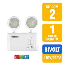 Kit 02 Blocos Autônomo LED Taschibra Farol de Emergência 250 Lúmens