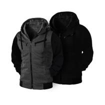 Kit 02 Blusas de Frio Moletom Masculino Casaco Com Capuz e Ziper