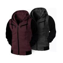 Kit 02 Blusas de Frio Moletom Masculino Casaco Com Capuz e Ziper Kit 02 Blusas de Frio Moletom Masculino Casaco Com Capuz e Ziper