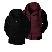 Kit 02 Blusas de Frio Moletom Masculino Casaco Com Capuz e Ziper Kit 02 Blusas de Frio Moletom Masculino Casaco Com Capuz e Ziper