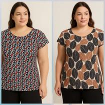 KiT 02 blusas femininas manga malha fria fresca KiT 02 blusas femininas manga malha fria fresca