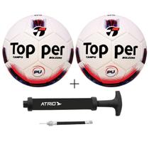 Kit 02 Bola De Futebol Campo Topper Boleiro Hibrid+01 Bomba De Ar Atrio Kit 02 Bola De Futebol Campo Topper Boleiro Hibrid+01 Bomba De Ar Atrio