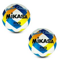 Kit 02 Bola de Vôlei de Praia Mikasa BV543Y Aprovada FIVB Costurada