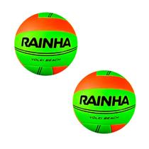 KIT 02 Bola Vôlei De Praia Rainha Beach Vôlei 2024 Cor:Verde+Laranja