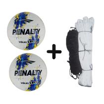 Kit 02 Bolas De Volei Penalty Soft X CosturadaRede Vôlei Master Rede Seda 5M 1 Faixa Sintética