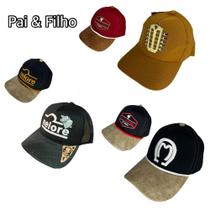 Kit 02 Boné Pai e Filho Aba Curva Country Sertanejo Rodeio Variedade