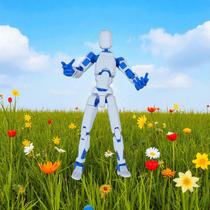 Kit 02 Boneco DESMONTADO DUMMY 14 CM Articulado 3D /Branco/Azul