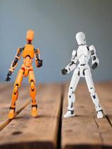 Kit 02 Bonecos 100% Articulado Dummy 13 Brinquedo Manequim Infantil 14cm DESMONTADO Laranja/Preto Branco/Preto