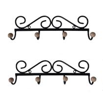 Kit 02 Cabideiros de Parede Tradicional com 4 ganchos - Oferta de Fábrica Kit 02 Cabideiros de Parede Tradicional com 4 ganchos - Oferta de Fábrica