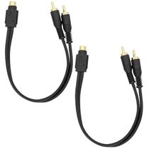 Kit 02 Cabo Rca Y Flexível 2 Macho 1 Fêmea Som Automotivo