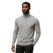 Kit 02 Cacharrel Blusa Tricot Lã Masculina Canelada Gola Alta R:765 - Morenna Pimentta