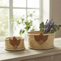 Kit 02 Cachepôs Artesanal Corda De Sisal Elegante Rústico
