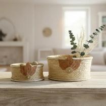Kit 02 Cachepôs Artesanal Corda De Sisal Elegante Rústico