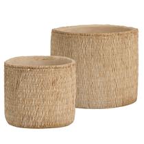 Kit 02 Cachepots Em Cimento Vaso Decorativo Textura Rattan