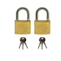 Kit 02 Cadeado Chave Tetra 38mm Globe Para Armario Vitrine Janela Corrente Portão