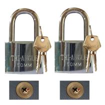 Kit 02 Cadeado Grande 50mm com 03 Chaves Tetra Robusto Resistente Para Casa Loja Armazem Moto