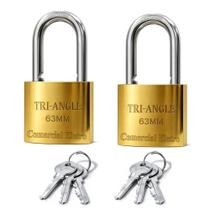 Kit 02 Cadeado Grande 63mm TrianGle com 03 Chaves Tetra Robusto Resistente Para Casa Loja Armazem