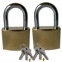 Kit 02 Cadeado Grande Robusto 63MM 3 Chaves Para Portão Corrente Garagem