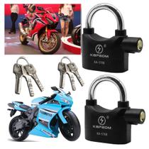 Kit 02 Cadeados Com Sistema de Alarme Sirene 110dB Para Moto Rsidencia Garagem Loja