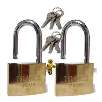 Kit 02 Cadeados Grande 75mm TrianGle Robusto Resistente Prevenção Antifurto