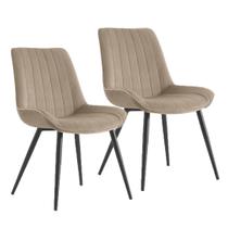 Kit 02 Cadeira de Jantar Estofada Fixa Duoffice DU01M Marrom Bege