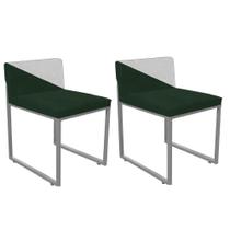 Kit 02 Cadeira Office Lee Duo Sala de Jantar Industrial Ferro Cinza Suede Verde e Branco - Ahz Móveis