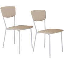 Kit 02 Cadeira Para Sala de Jantar Village Branco C01 Linho Areia - Lyam Decor Kit 02 Cadeira Para Sala de Jantar Village Branco C01 Linho Areia - Lyam Decor