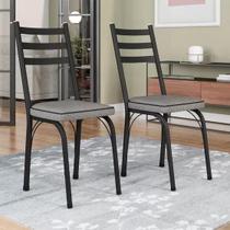 Kit 02 Cadeiras 141 Preto Fosco e Assento Platina - Ideal para Cozinha e Sala de Jantar - Artefamol
