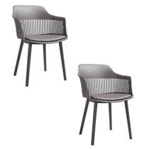 Kit 02 Cadeiras 4 pés Polipropileno Marcela Estofada Sala Cozinha Jantar Cinza Kit 02 Cadeiras 4 pés Polipropileno Marcela Estofada Sala Cozinha Jantar Cinza