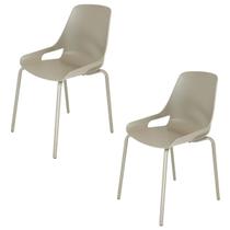 Kit 02 Cadeiras Aproximação Interlocutor Fixa Beau Com 4 pés de Aço Tubular Cappuccino Rhodes