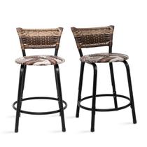 Kit 02 Cadeiras Baixa Exclusiva Em Junco Cappuccino Mesa Bistrô Cozinha Área De Lazer Linha Premium Itagold