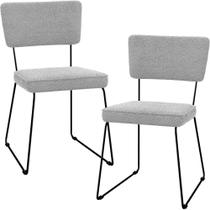 Kit 02 Cadeiras Base De Aço Allana L02 Bouclê Cinza Kit 02 Cadeiras Base De Aço Allana L02 Bouclê Cinza