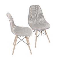 Kit 02 Cadeiras Boxbit Colmeia Fendi Base Madeira