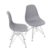 Kit 02 Cadeiras Boxbit Colmeia Polipropileno Cinza Base Cromada Kit 02 Cadeiras Boxbit Colmeia Polipropileno Cinza Base Cromada