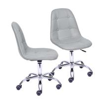 Kit 02 Cadeiras Boxbit Dkr Eames Botonê Cinza Base Rodízio