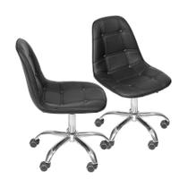 Kit 02 Cadeiras Boxbit Dkr Eames Botonê Preta Base Rodízio Kit 02 Cadeiras Boxbit Dkr Eames Botonê Preta Base Rodízio