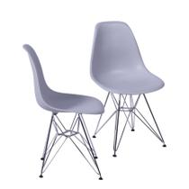 Kit 02 Cadeiras Boxbit Dkr Eames Polipropileno Cinza Base Cromada Kit 02 Cadeiras Boxbit Dkr Eames Polipropileno Cinza Base Cromada