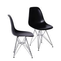 Kit 02 Cadeiras Boxbit Dkr Eames Polipropileno Preto Base Cromada Kit 02 Cadeiras Boxbit Dkr Eames Polipropileno Preto Base Cromada