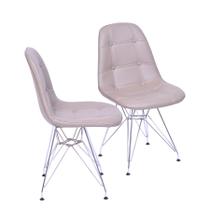 Kit 02 Cadeiras Boxbit Dkr Fendi em P.U. com Acolchoado e em Botonê Base Cromada Kit 02 Cadeiras Boxbit Dkr Fendi em P.U. com Acolchoado e em Botonê Base Cromada