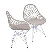 Kit 02 Cadeiras Boxbit Kaila Polipropileno Fendi Base Cromada Kit 02 Cadeiras Boxbit Kaila Polipropileno Fendi Base Cromada