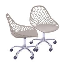 Kit 02 Cadeiras Boxbit Kaila Polipropileno Fendi Base Rodízio Kit 02 Cadeiras Boxbit Kaila Polipropileno Fendi Base Rodízio